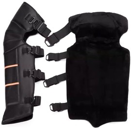 EHERDM 1Pair 27.5" PU Leather Motorcycle Leg Warmer Reflective Windproof Winter Knee and Leg Pads Waterproof Motorcycle Knee Pads with Adjustable Straps for Winter Motor Riding Cycling Skating