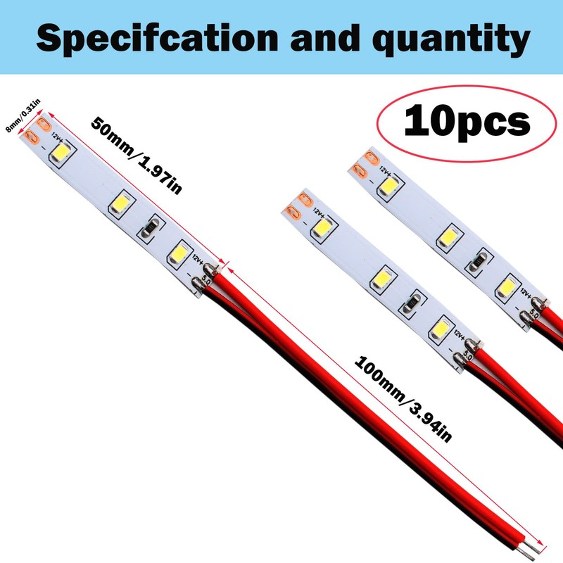 RUNCCI-YUN 10 x 12-18 V 3-LED House Lighting 5 cm