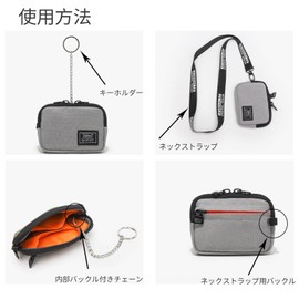 JEMINAL Wallet Student Wallet Sports Street Style Coin Purse Card Bag Boy Girl Adult Mini Wallet Necklace Small Wallet, casual grey