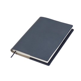 (Sealal) Notebook Cover A5 Size, Soft, No Belt, Notebook Cover, Genuine Leather, Leather (04. Ash Gray x Navy)