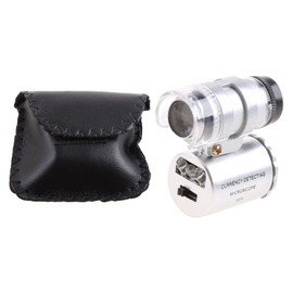 MinnowXY 60X Magnifier Microscope UV Jeweler Loupe Currency Detector with LED Light ABS Plastic, Metal, 10mm.