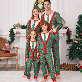 PYAEAS Matching Family Pajamas Sets Christmas PJ's Jammies Holiday Sleepwear Loungewear for Adult Women Men Xmas Outfits (Youth, 12-14T, Green Suit)