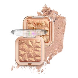 Diamond Highlight Powder 4 Colors Highlights Sparkle Glitter 3D Pearl Brightening Diamond Highlight Palette Multifunctional Eyeshadow Highlight Powder Contouring Palette (02# Bronze Gold)