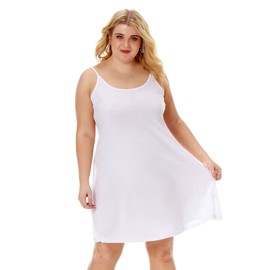 7th Element Plus Size Slip Dress for Women Under Dresses 2025 Spaghetti Strap Cami Camisoles Sun Tank Sleeveless Sundress(White,3X)
