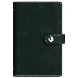 CALFOVERA A6 PU Leather Notebook Binder Refillable 7 Ring Planner Cover with Dividers Pockets Travel Journal Folder Soft Cover Loose Leaf Binder Protector for Meeting Filler Paper Cash (Dark Blue)