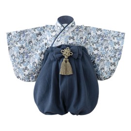 Regalo Baby Hakama, 2 Pieces, 27.6 - 35.4 inches (70 - 90 cm), Romper, Girls, Boys, Kimono, Formal, Baby, Shrine Visit, Hundreds of Day Holidays, First Festival, celest navy