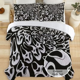 Allenjoy King Size Fright Call Quilt Bedspreads Horror Film Bed Set Bedding Coverlet Fabric Washable with 2 Pillowcases SC00413-007