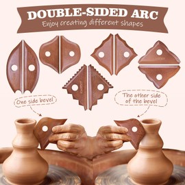Pottery Ribs 5 Pack, Double Bevel, Supports Left and Right-Handed, Forward and Reverse Rotation of Pottery Wheel, Pottery Trimming Textured Art Tools, Pottery Foot Shaper Prep Tool