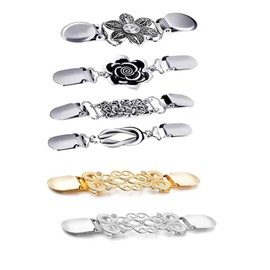 LESYDGSI-6Pcs Vintage Sweater Clip for Women - Retro Cardigan Collar Clips, Dress Shirt Brooch Pins, and Shawl Cinch Clip, 6 Stylish Designs