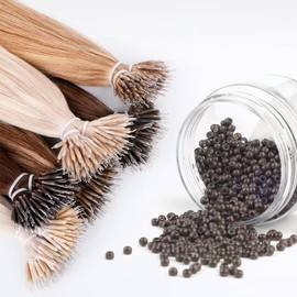 GlamorDove 1000Pcs 8mm Silicone Lined Nano Rings Beads Hair Extension Beads for Sewing in Extensions Hair Tinsel Copper Nano Beads I Tip Human Hair Extensions