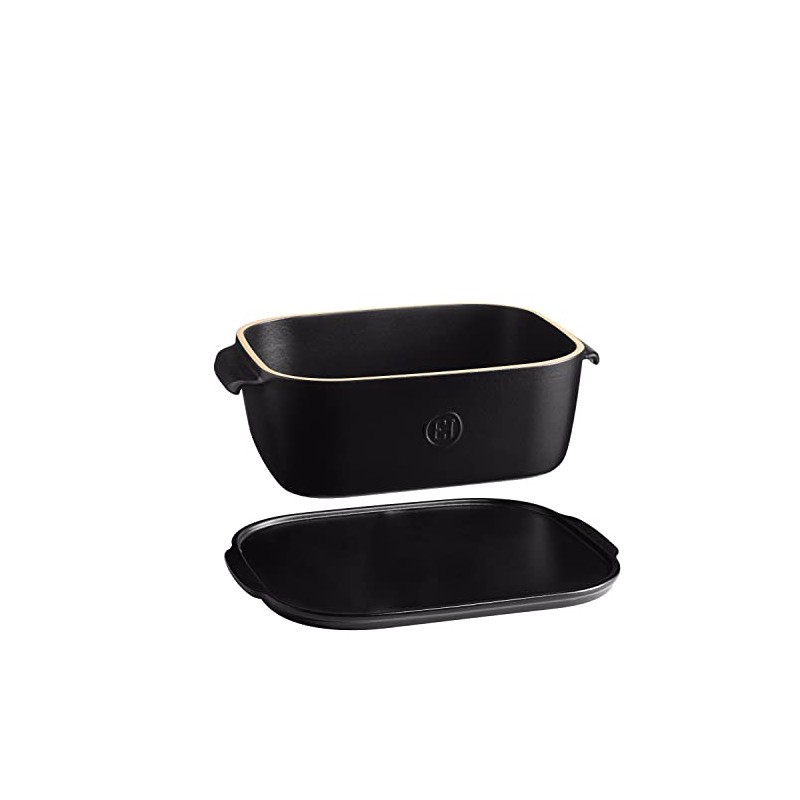 Emile Henry, Black Cheese Storage Box/Serving Platter, 12 x 8