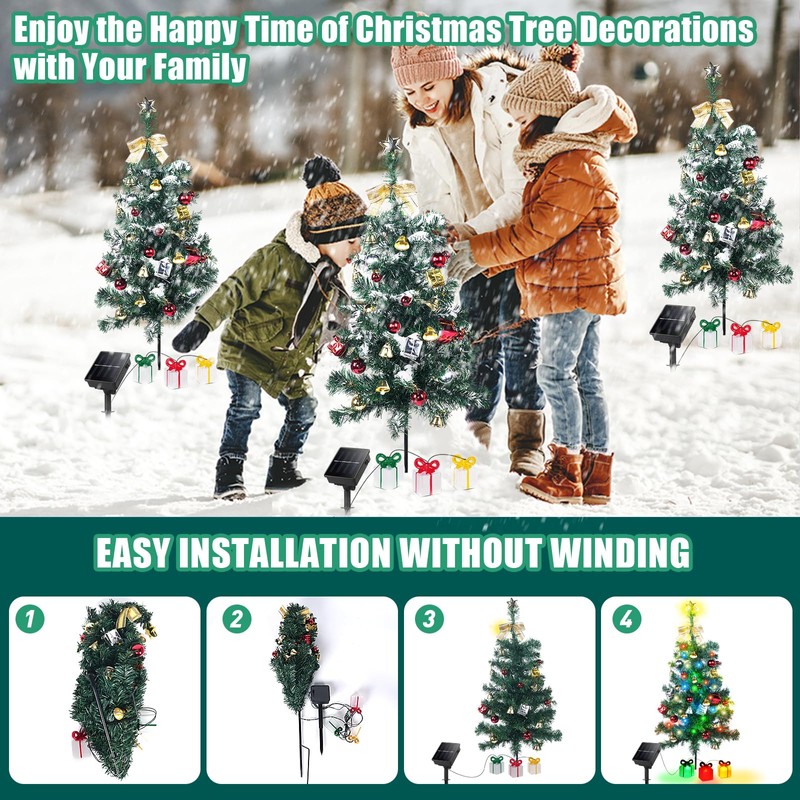 Aukora Solar Christmas Tree Lights Outside Decorations 31 in,8 Modes