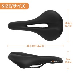 BOOSDEN Bicycle Saddle, Road Bike, Cross Bike, Mountain Bike, Regular Bicycle Saddle, No Butt Pain, Perforated, Lightweight, Waterproof, Memory Foam, Breathable, Shock Absorption, For Men and Women, Black