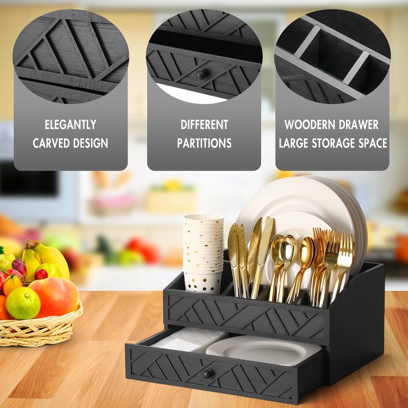 Marsui Paper Plate Dispenser, Paper Plate Holder for Kitchen Counter