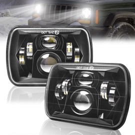 5x7 H6054 7x6 Led Headlights 600% Bright Hi/Low Sealed Beam DOT Approved Compatible with Jeep Cherokee XJ Wrangler YJ Ford Chevy GMC Toyota Nissan SUV