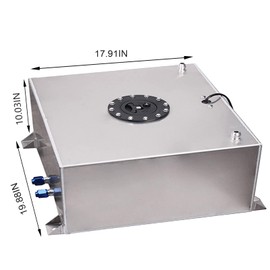 Edicapo 15 Gallon Fuel Cell Aluminum Polished with Cap Level Sender 60L Silver