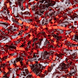 Caleihd 4.5oz Crinkle Cut Paper Shredded Filler Paper for Gift Baskets Gift Box Confetti Paper Shreds Decoration Stuffing for Birthday, Weddings, Anniversaries, Christmas Wrapping Red&White
