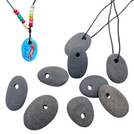 Lifetip 10PCS Top Drilled Pebbles, 0.8"-1.0" Tiny Drilled River Stones, Rocks for Crafts,Painting,Pendants,Stone Beads