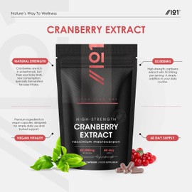 Cranberry Extract 52,500mg – 180 Vegan Capsules – High Strength 50:1 Cranberry Extract (Vaccinium Macrocarpon) – Resealable and Recyclable Pouch by Alpha01