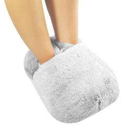 SUPERFA Rubber Hot Water Bottle for Feet, Feet Warmers for Women, Foot Warmer Slippers for Winter（Grey）