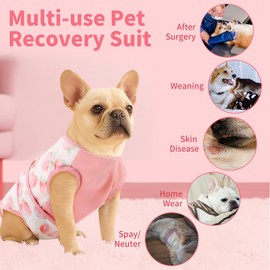 Recovery Suit for Female/Male Dog After Spay/Neuter Surgery,Bandana Set Included,E-Collar Cone Alternative Anti Licking, Large/Medium/Small Dogs Full Body Surgical Suits Onesies, Medical Pet Bodysuit