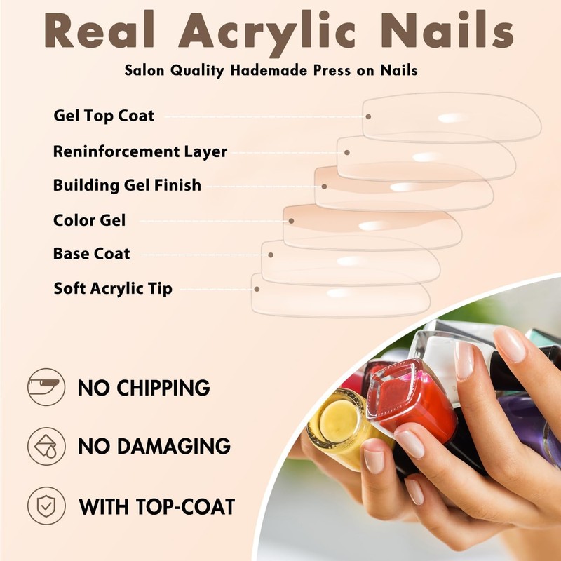 Red Press On Nails Medium Long Square, KQueenest Medium Coffin