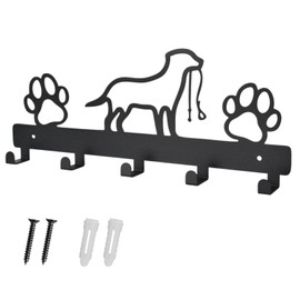 Hook Hanger Wall Key Holder Dog and Paw Prints Metal Key Holder with 5 Hooks Dog Coat Rack Black Iron Wall Mounted Hook for Dog Owners Wall Decoration Metal Bathroom Kitchen