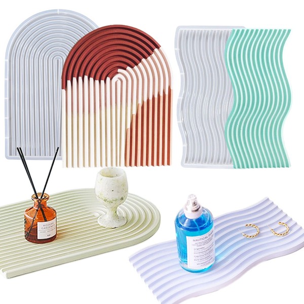 2 Set Tray Silicone Resin Mold Wave Shaped Epoxy Silicone