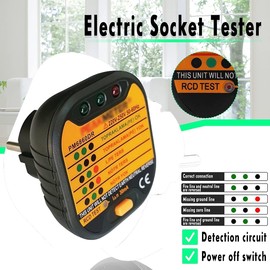 Automatic Electric Socket Tester Outlet Tester Polarity Check Meter Neutral Live Earth Wire Testing with UK Plug