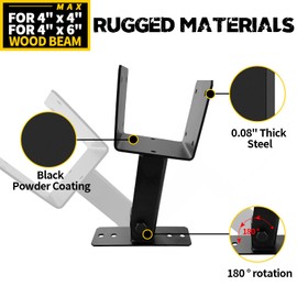 VEVIVOOVY Roof Riser Bracket Kit,Adjustable Angle Roof Riser for 4 x 4(Actual:3.5" x 3.5") Lumber,Heavy Duty Steel Roof Riser Beam Bracket for Outdoor Pergola,Porch,Log Cabin with Screws - 4Pack