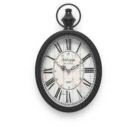 Menterry Small Retro Oval Wall Clock, Antique Old Design, Black Vintage Style, Battery Operated Silent Decor Wall Clocks for Kitchen,Bedroom,Farmhouse,Bathroom (11.2" H x 6.7" W)