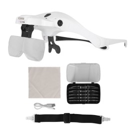 Headband Magnifier USB Charge Acrylic Optical Lenses Ergonomic LED Illuminated Hands Free Magnifying Glass for Reading