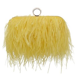 Miuco Women Feather Clutch Purse Shoulder Crossbody Bag Evening Handbags Yellow