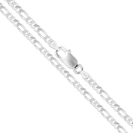 Sterling Silver Diamond-Cut Figaro Link Chain 3.1mm Solid 925 Italy Anklet 9" inch