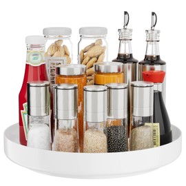 Ovicar Lazy Susan Cabinet Organizer - 11 inch Metal Turntable Lazy Susan for Kitchen Spice Rack Pantry Cupboard Bathroom Countertop Refrigerator Table Storage, White