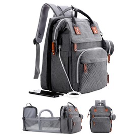 ISMGN Diaper Bag Backpack with Changing Station, Extra Large Diaper Bag, Multifunctional Diaper Bag, Baby Bag, Deep Gray