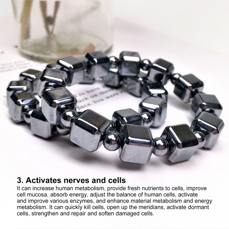 0.4in Terahertz Bracelet Rectangle Beads Good Thermal Conductivity Natural Terahertz