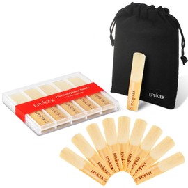 EPUICEK Alto Saxophone Reeds 2.0 â€“ 10 Pack Soft Beginner Reeds for Alto Sax, Easy to Play Practice Reeds with Plastic Case & Velvet Pouch, for Student Band Use