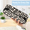 Beige with Black Flower Large Pencil Pouch Big Capacity Cute