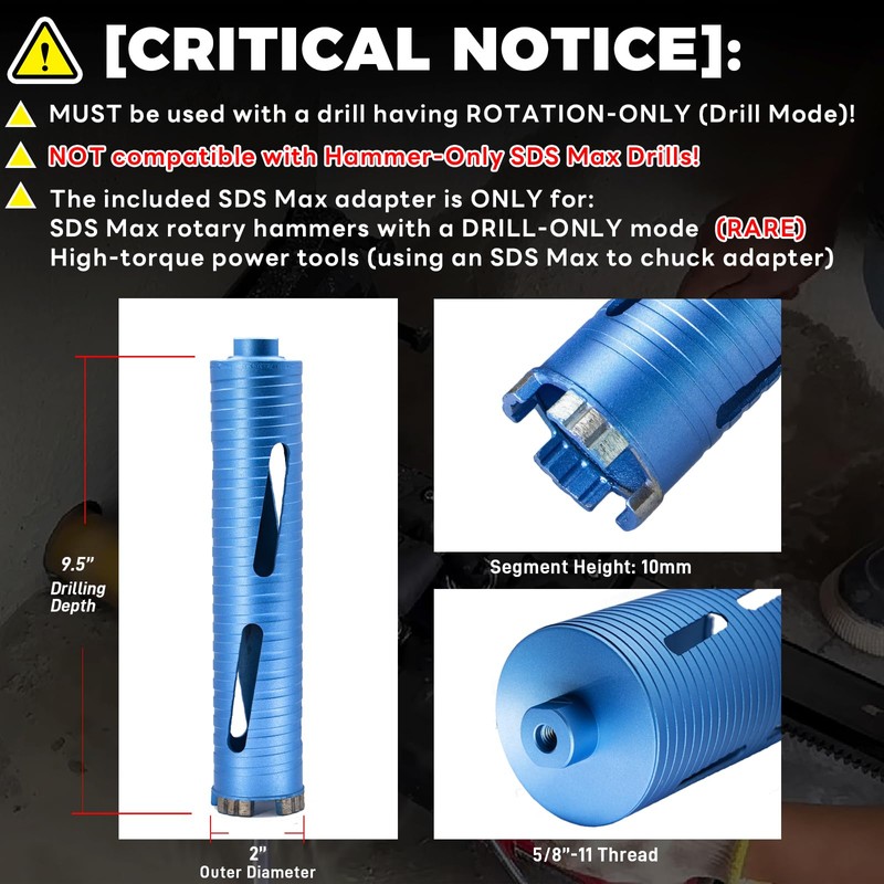 DaduoRi 2" Dry Core Drill Bit for Brick and Block