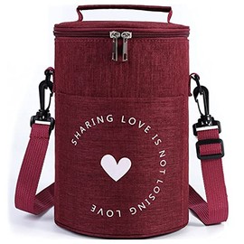 Suitcase Company GPT Lunch Bag, Cylindrical, Round, Cold Insulation, Thermal, Cute, Cooler Bag, Cylindrical, Heathered Style, 2.0 gal (5.6 L), Lunch Bag, Large, Large Capacity, Simple, Plain,