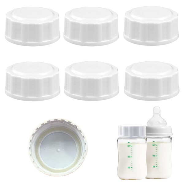Pack of 7 Baby Bottle Caps, Bottle Caps, White Lid