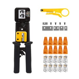 MAYLINE RJ45 Crimping Tool Set Cat5 Cat5e Cat6 Network Crimp Tool Kit, Ethernet Crimper Network Tool for Pass-Through and Legacy Connector(Black)