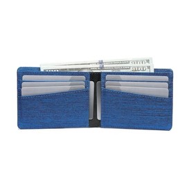 Lanyani - portafolios de tela minimalista con bloqueo RFID, Azul, Pequeño, Minimalista