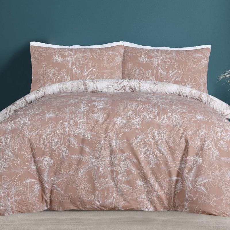 Sleepdown Tropical Monkey Natural Brown Reversible Duvet Cover Quilt Bedding