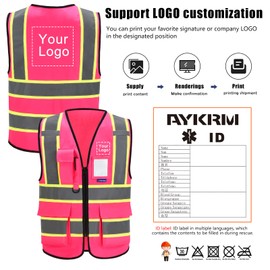 AYKRM 11 colors available safety vest pink