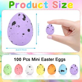 Pack of 100 Decorative Easter Eggs, Easter Eggs Spotted Decoration, 2 x 2.5 cm Mini Painted Easter Eggs, Easter Decoration, Plastic Eggs, for Crafts, Easter Party Accessories