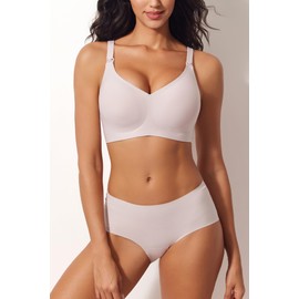 ZUMIY Seamless Maternity Bra, Nursing Bra for Pregnancy Breastfeeding, Ultra Soft No Underwire Breastfeeding Bra, pink, 3XL