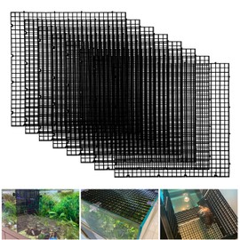 Weramics Adjustable Aquarium Fish Tank Divider Filter Bottom Plastic Grid Fish Tank Isolation Board Egg Crate Tray((Black, 8pcs 11.8X11.8Inch with 0.35Inch Hole)