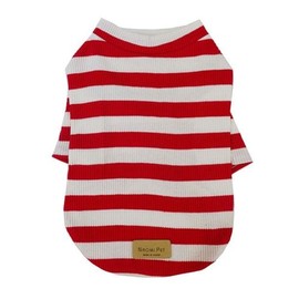New York Ribbed Stripe Red Dog Outfit for Walks Dog L